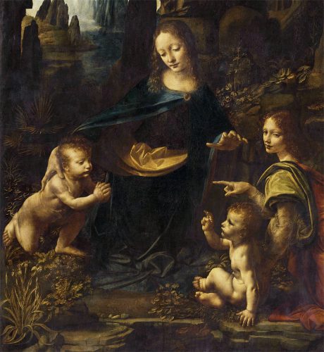 Leonardo da Vinci, Luwr, Madonna wśród skał, Madonna w grocie, sztuka włoska, malarstwo włoskie, Niezła sztuka