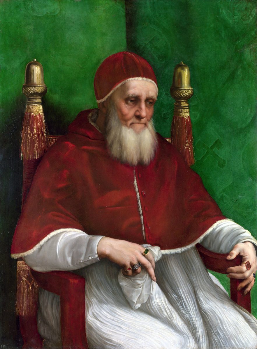 Rafael, Portret Papieża Juliusza II, papież Juliusz II, malarstwo włoskie, sztuka włoska, National gallery londyn, Niezła stuka