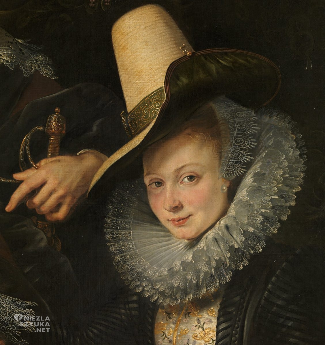 Peter Paul Rubens, Autoportret z żoną Isabellą Brant, Isabella Brant, Isabella Brandt, sztuka flamandzka, malarstwo europejskie, Niezła Sztuka