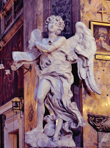 Gian Lorenzo Bernini, Francesco Borromini, kościół Sant’Andrea delle Fratte, anioł, Titulus Crucis, sztuka włoska, rzeźba, Rzym, przewodnik po Rzymie, sztuka w Rzymie, Niezła sztuka