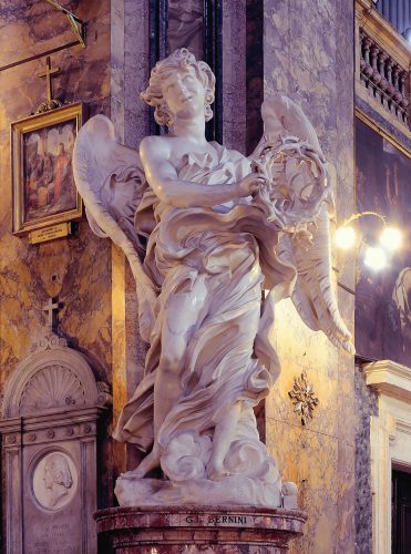 Gian Lorenzo Bernini, Francesco Borromini, kościół Sant’Andrea delle Fratte, anioł, korona cierniowa, sztuka włoska, rzeźba, Rzym, przewodnik po Rzymie, sztuka w Rzymie, Niezła sztuka
