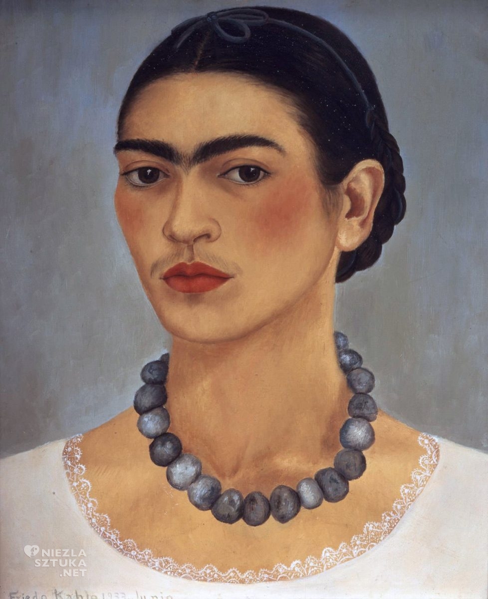 Frida Kahlo, Autoportret z naszyjnikiem, malarka, autoportret artystki, kobieta, Meksyk, Niezła Sztuka
