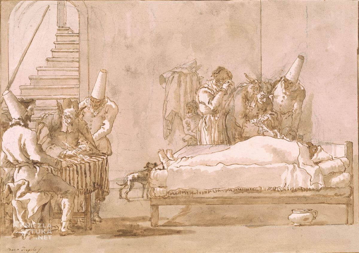 Giovanni Domenico Tiepolo, Poliszynel, comedia dell'arte, sztuka włoska, Niezła Sztuka
