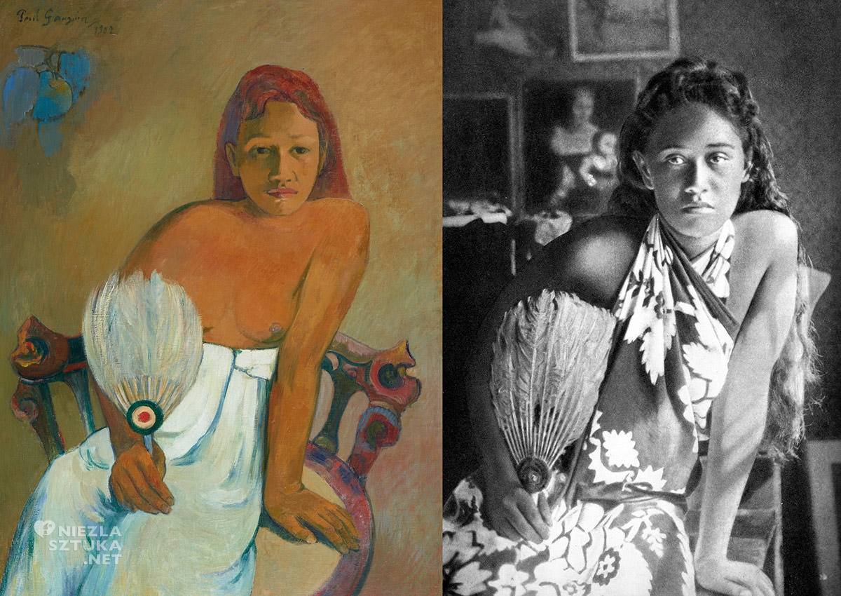 Paul Gaugiun, Dziewczyna z wachlarzem, modelka, akt, Tahiti, sztuka XX wieku, Niezła Sztuka