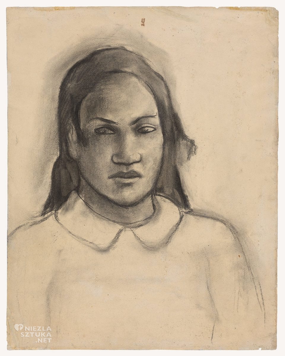 Paul Gauguin, Portret Tehemany, rysunek, szkic, Niezła Sztuka