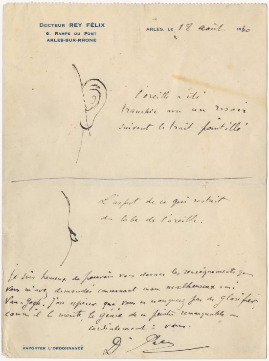 Vincent van Gogh, ucho, doktor Felix Rey, Irving Stone, list, szkic, anatomia, Niezła Sztuka