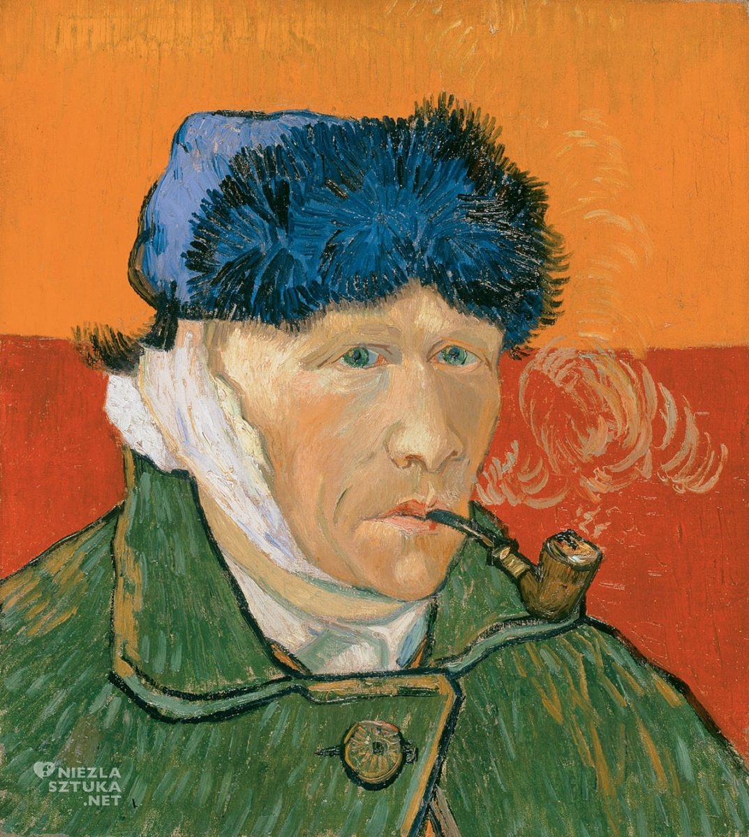 Vincent van Gogh, Autoportret z zabandażowanym uchem i fajką, malarstwo europejskie, sztuka europejska, Niezła Sztuka
