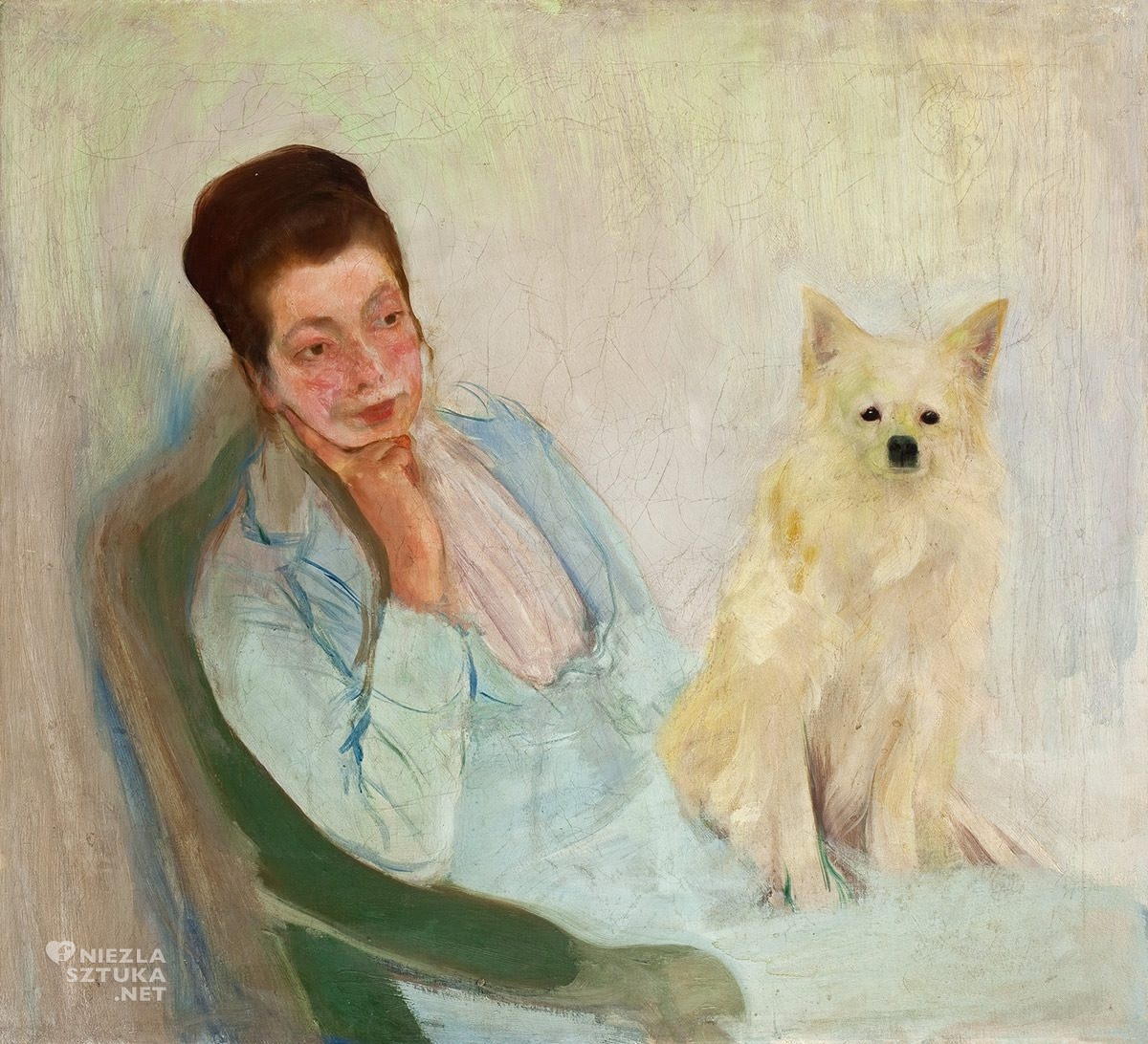 Konrad Krzyżanowski, Portret żony z pieskiem, Michalina Krzyżanowska, sztuka polska, Niezła sztuka