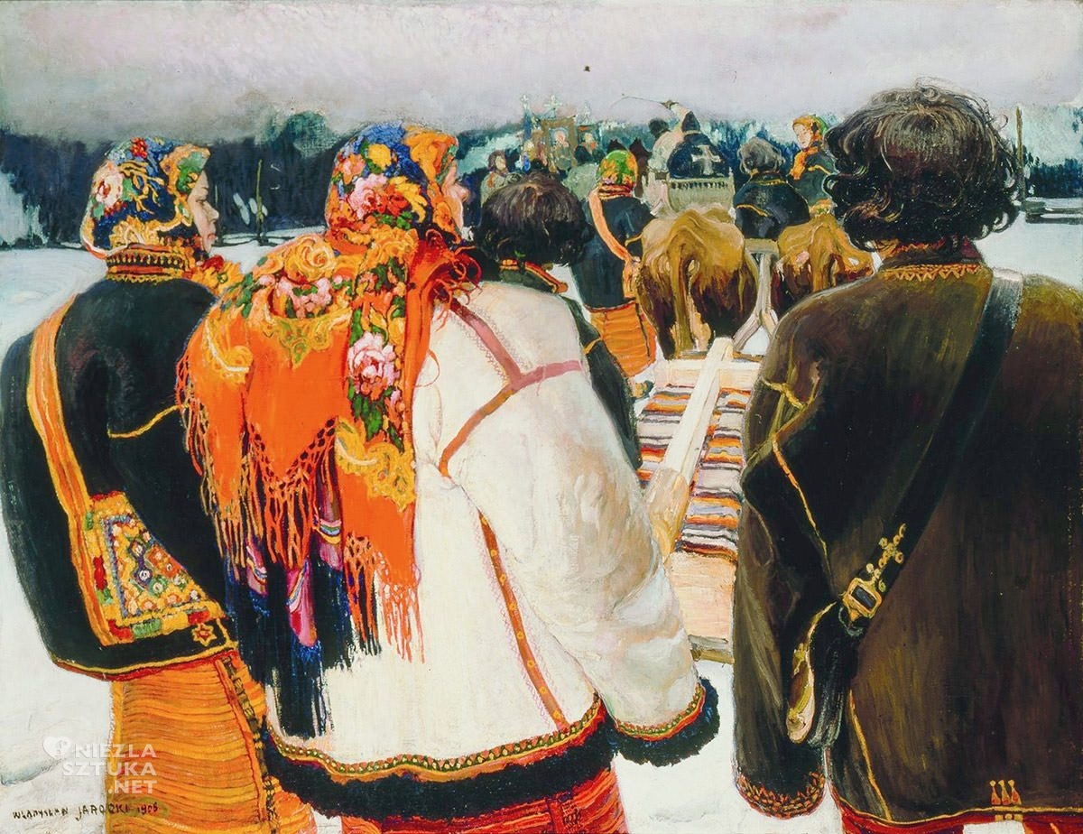Władysław Jarocki, Pogrzeb huculski, malarstwo polskie, sztuka polska, Niezła Sztuka