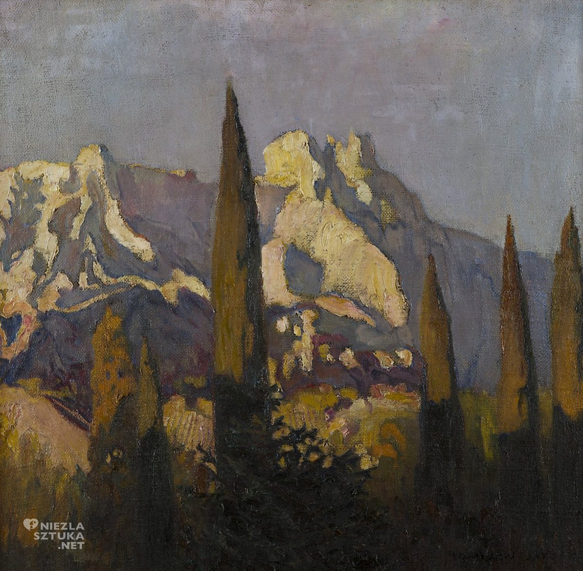 Władysław Jarocki, Pejzaż krymski. Widok na Aj-Petri, Krym, Ukraina, sztuka polska, malarstwo polskie, Niezła Sztuka