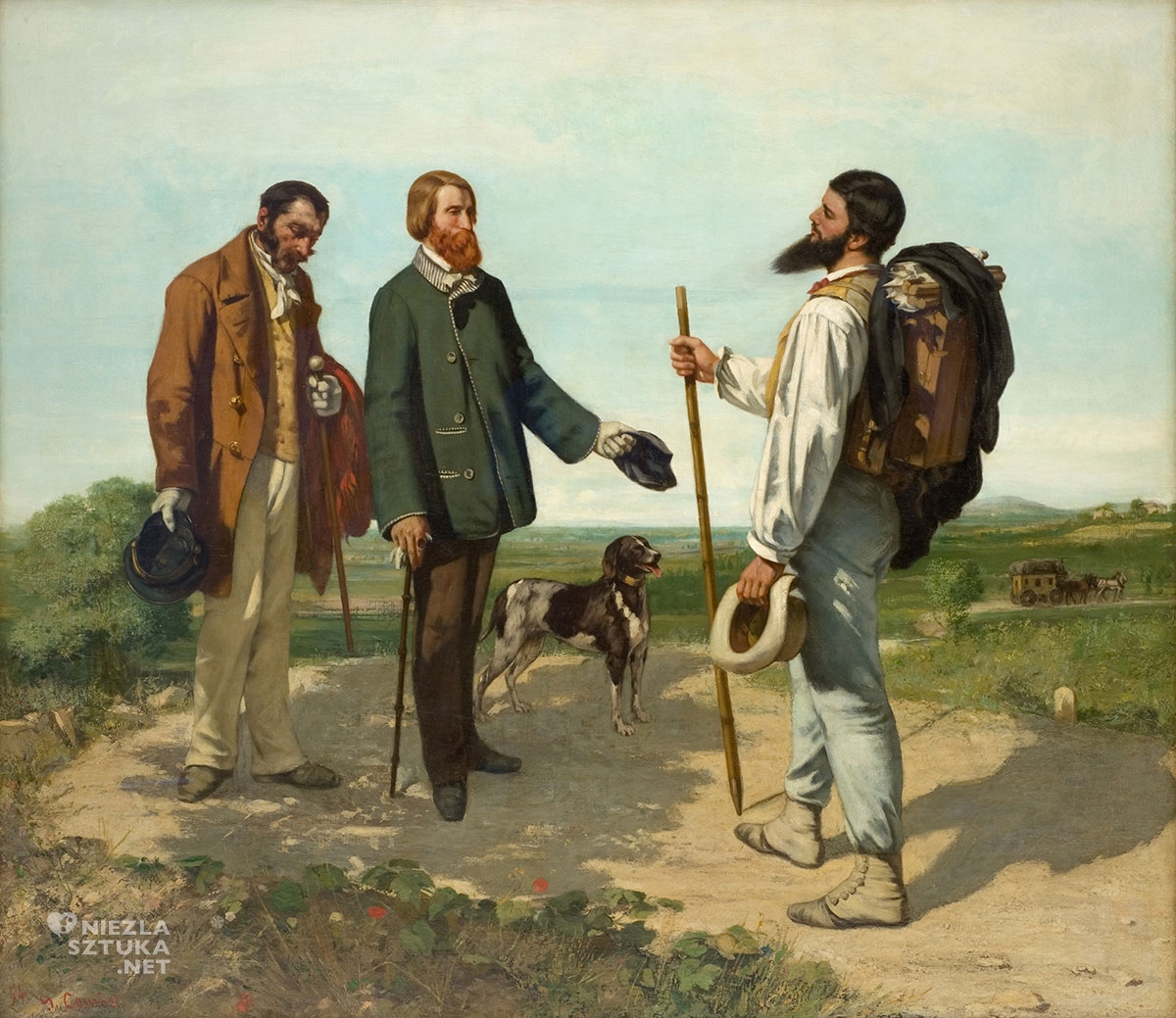 Gustave Courbet, Spotkanie, Dzień dobry, panie Courbet, autoportret, Musée Fabre, Montpellier, niezła sztuka