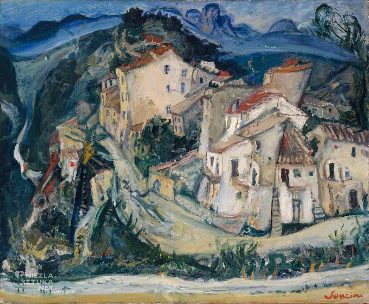 Chaim Soutine, Widok na Cagnes, krajobraz, sztuka francuska, żydowski malarz, Niezła Sztuka