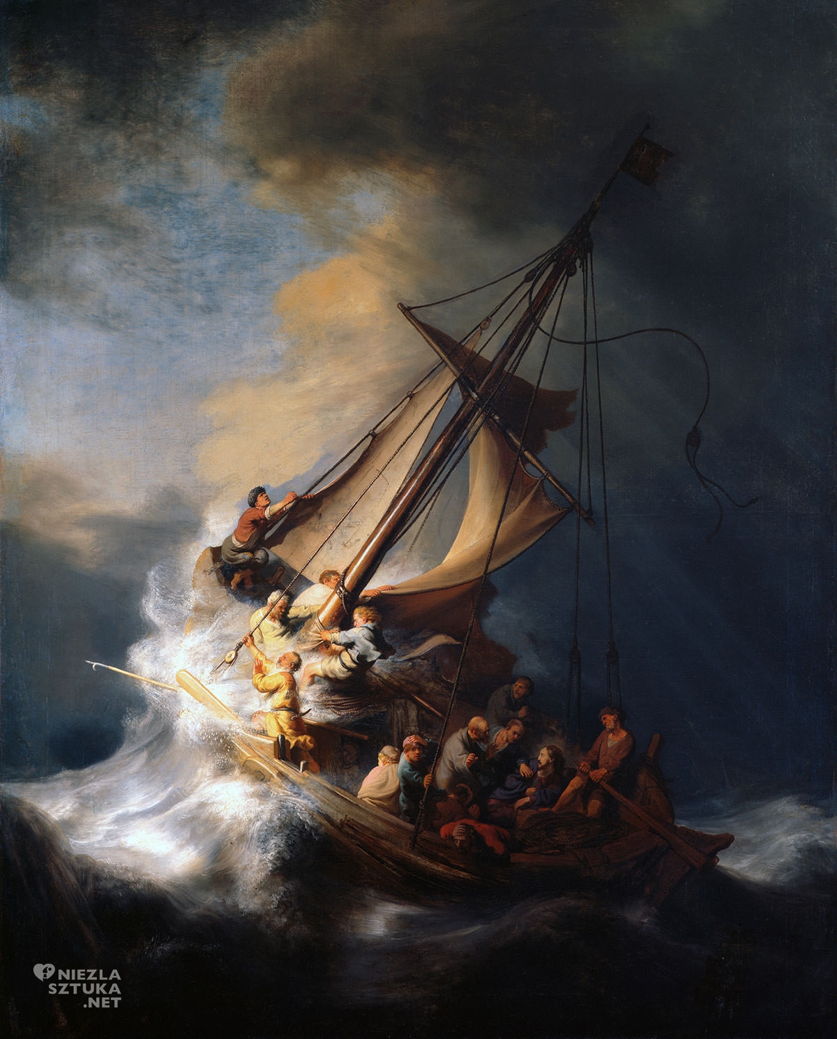 Rembrandt, Burza na Jeziorze Galilejskim, barok, malarstwo religijne, malarstwo niderlandzkie, Niezła Sztuka