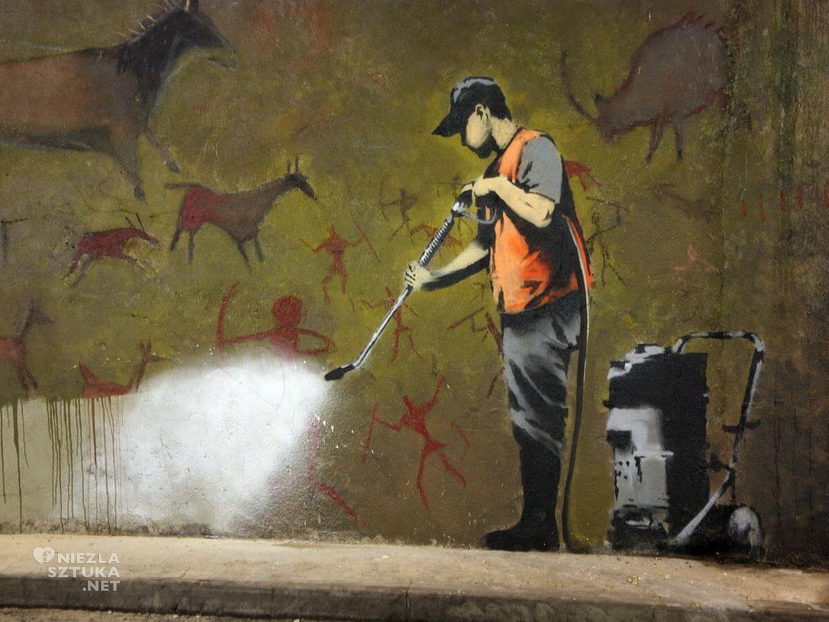 Banksy street art, graffiti, mural, sztuka współczesna, Niezła sztuka