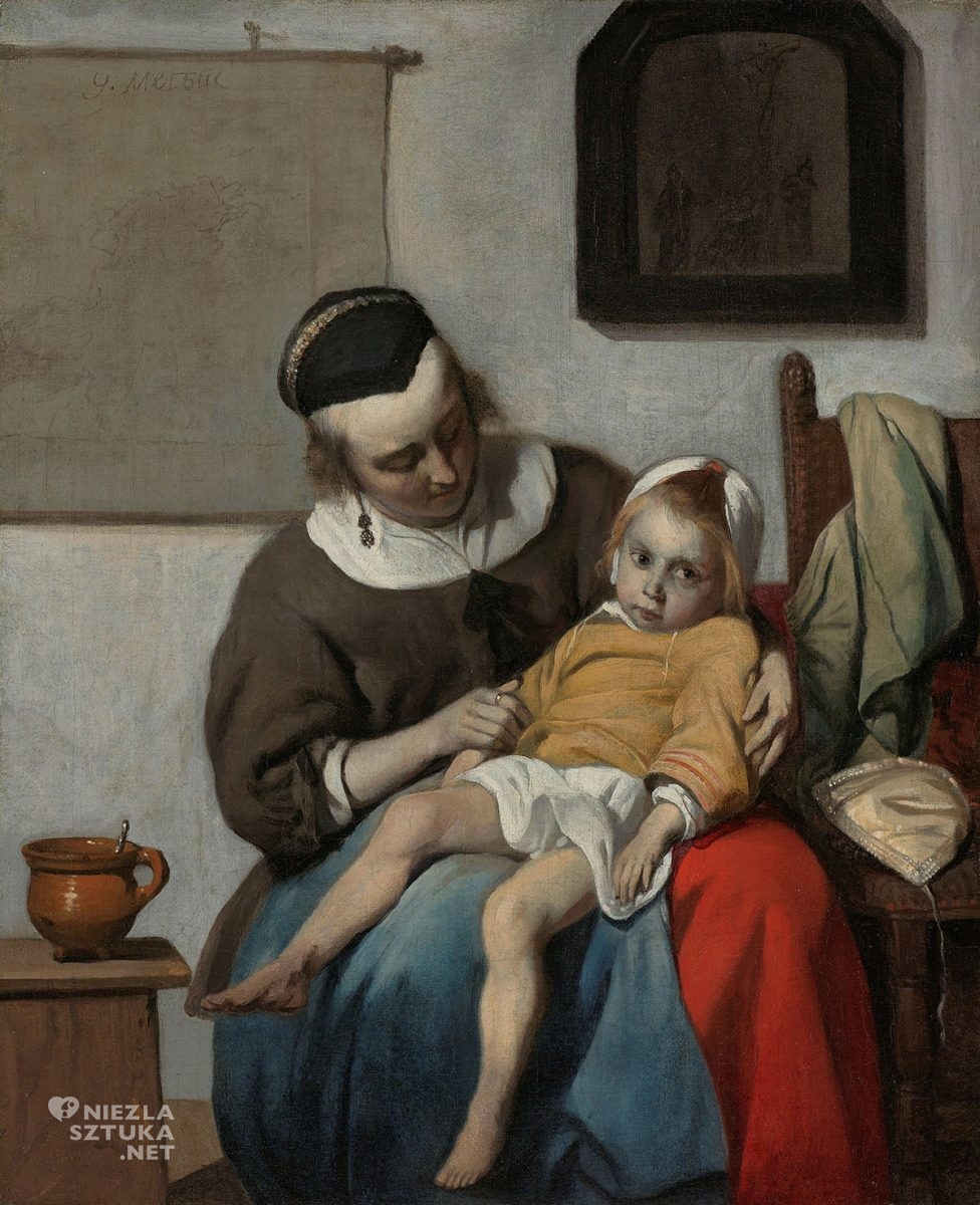 Gabriël Metsu, Chore dziecko, malarstwo niderlandzkie, Niezła Sztuka,