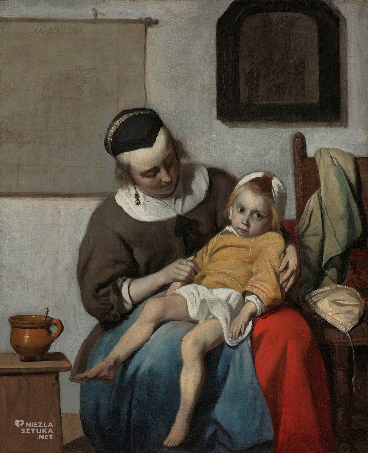 Gabriël Metsu, Chore dziecko, malarstwo niderlandzkie, Niezła Sztuka,