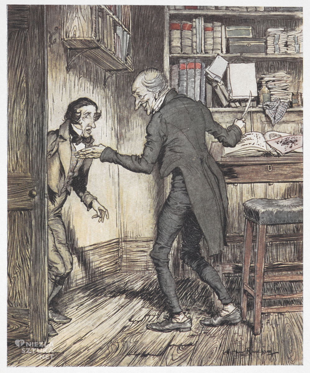 Arthur Rackham, Opowieść wigilijna, ilustracja, literatura angielska, Charles Dickens, Niezła Sztuka