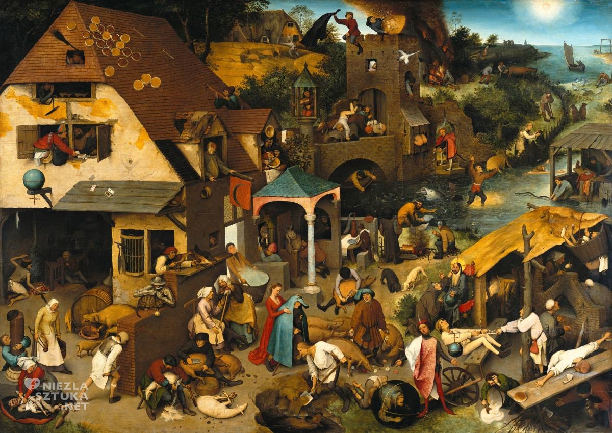 Pieter Bruegel starszy, Przysłowia niderlandzkie, sztuka niderlandzka, malarstwo niderlandzkie, Niezła Sztuka