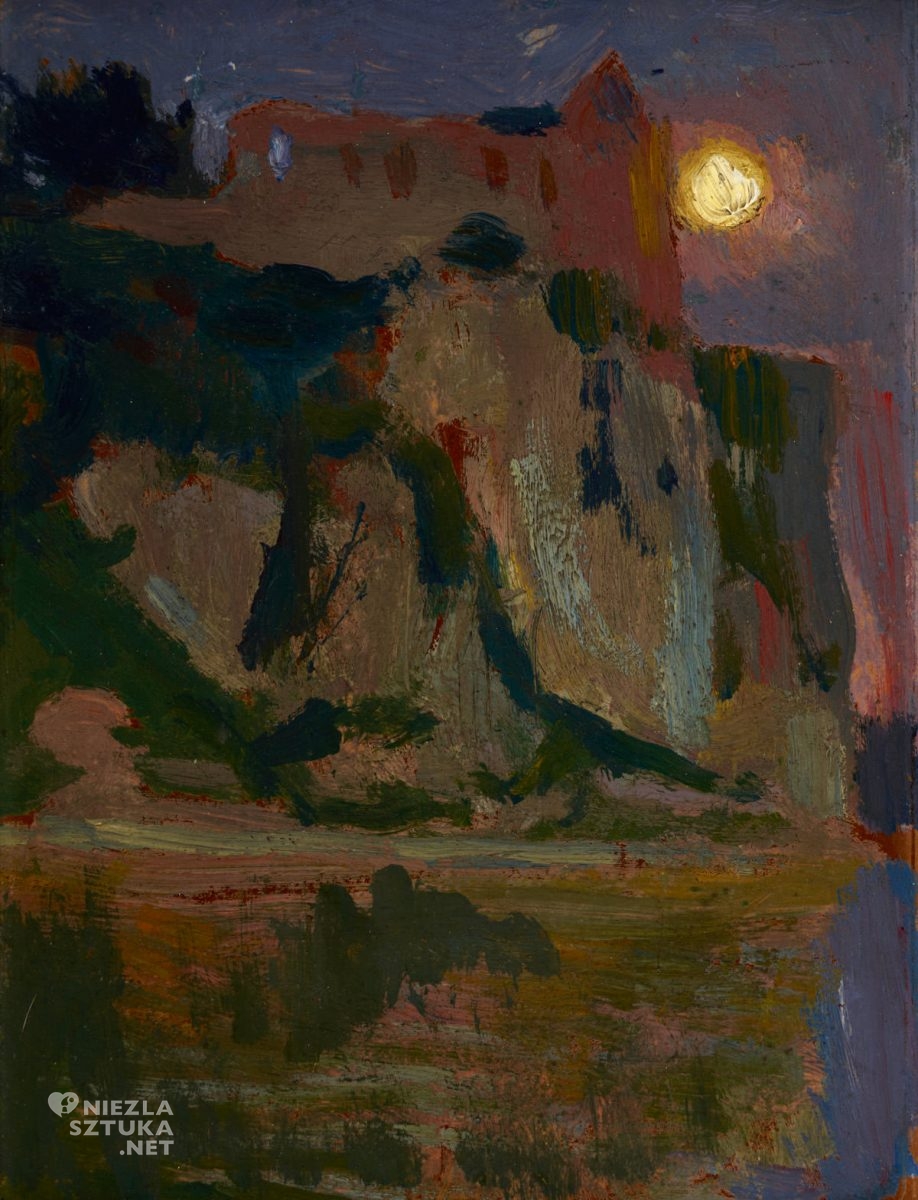 Jan Stanisławski, Księżyc, Tyniec, pejzaż, nokturn, sztuka polska, malarstwo polskie, Niezła Sztuka