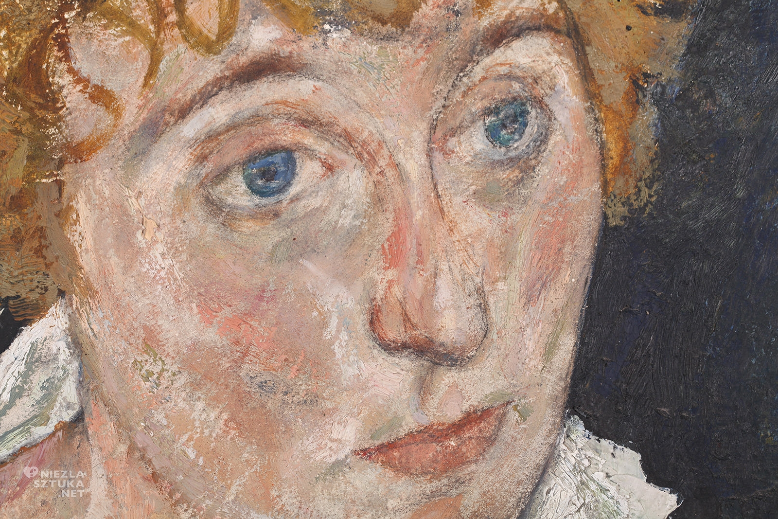 Egon Schiele, Portret żony artysty, Edith Schiele, Edith Herms, sztuka austriacka, detal, Niezła Sztuka