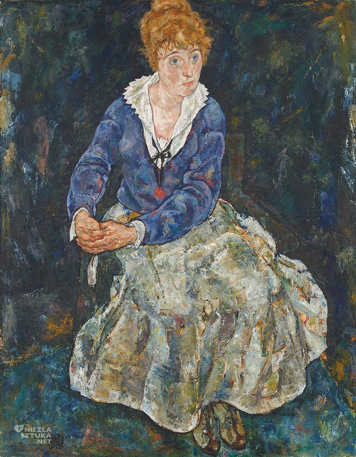 Egon Schiele, Portret żony artysty, Edith Schiele, Edith Herms, sztuka austriacka, Niezła Sztuka