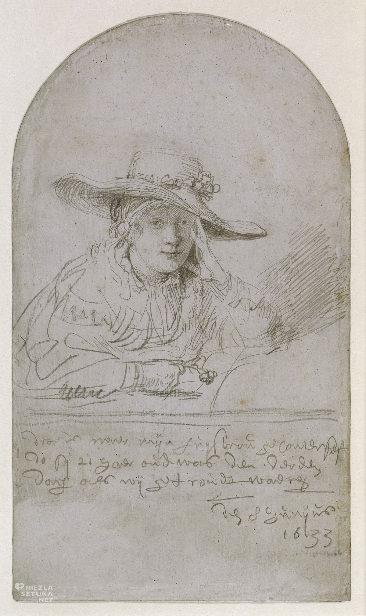 Rembrandt, Saskia, portret Saskii, szkic, żona artysty, sztuka niderlandzka, Niezła Sztuka