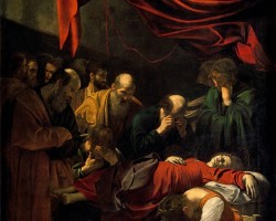 Caravaggio, Śmierć Marii, Zaśnięcie Maryi, sztuka religijna, barok, Niezła Sztuka
