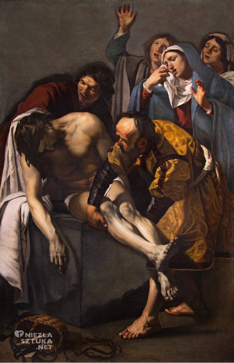 Dirck van Baburen, Złożenie do grobu, malarstwo religijne, sztuka niderlandzka, barok, szkoła utrechcka, caravaggionizm, Niezła Sztuka