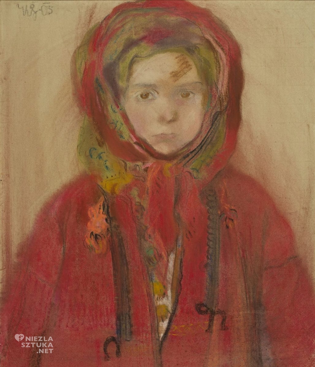 Kazimierz Sichulski, Dziewczynka huculska, huculi, sztuka polska, malarstwo polskie, portret, dzieci w sztuce, folklor, Niezła Sztuka