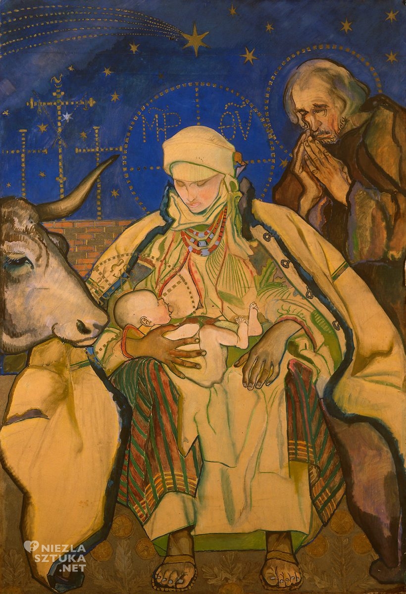 Kazimierz Sichulski, Ruś, Pokłon trzech króli, tryptyk, sztuka polska, folklor, huculi, Niezła Sztuka