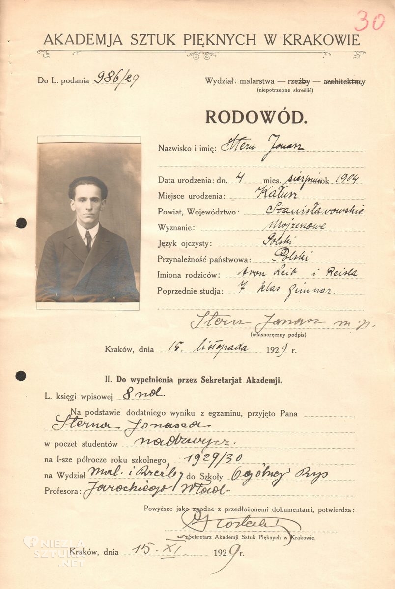 Jonasz Stern, ASP, Kraków, sztuka polska, Niezła Sztuka