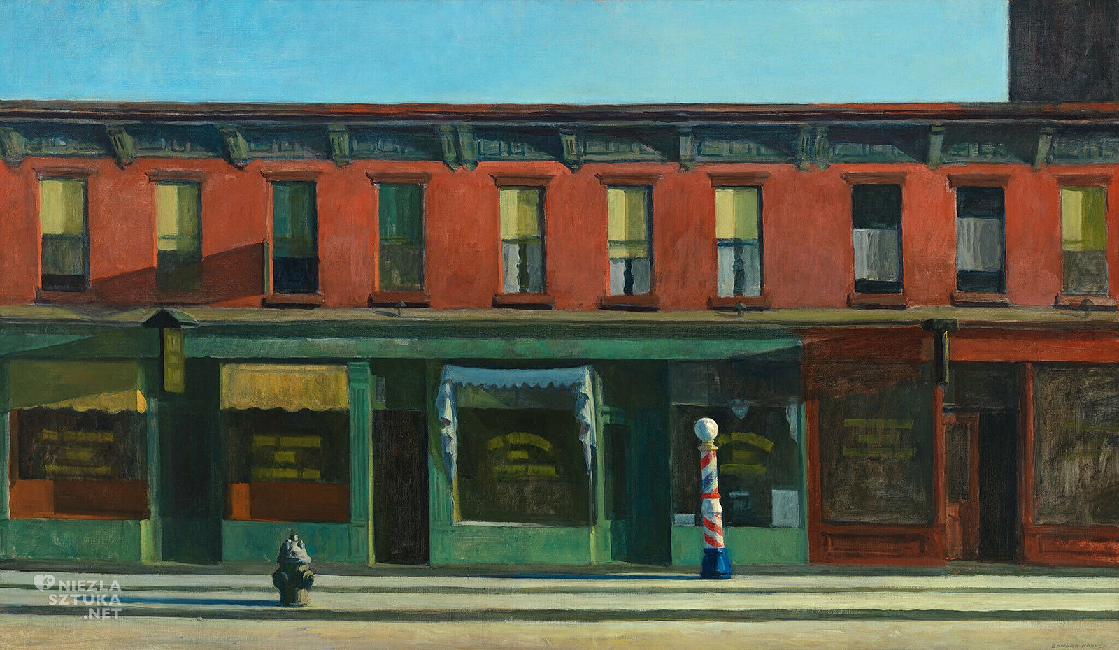 Edward Hopper, Wczesny niedzielny poranek, malarstwo, realizm, Niezła Sztuka