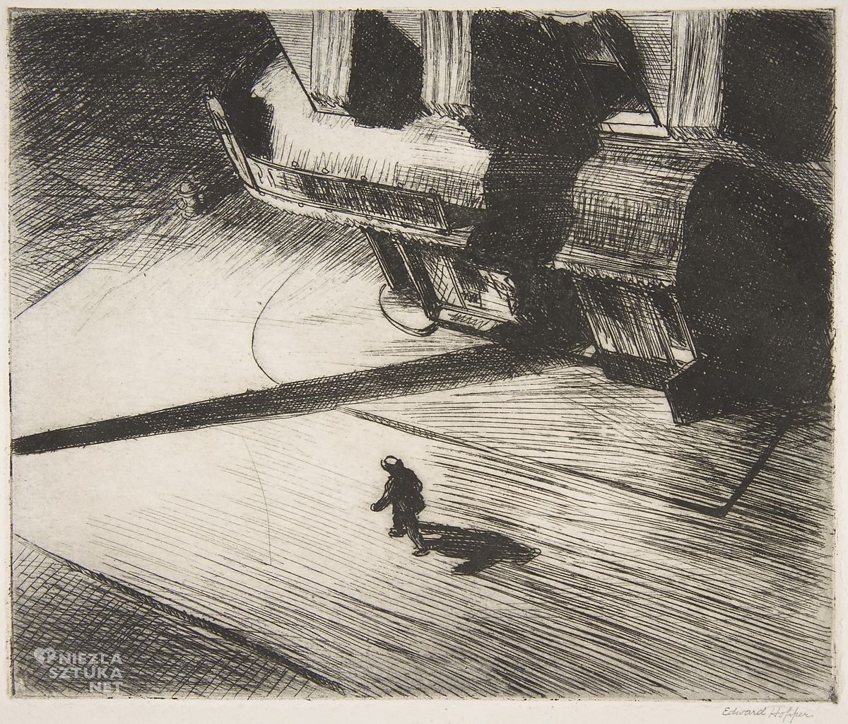 Edward Hopper, Nocne cienie, Metropolitan Museum of Art,, grafika, Niezła Sztuka