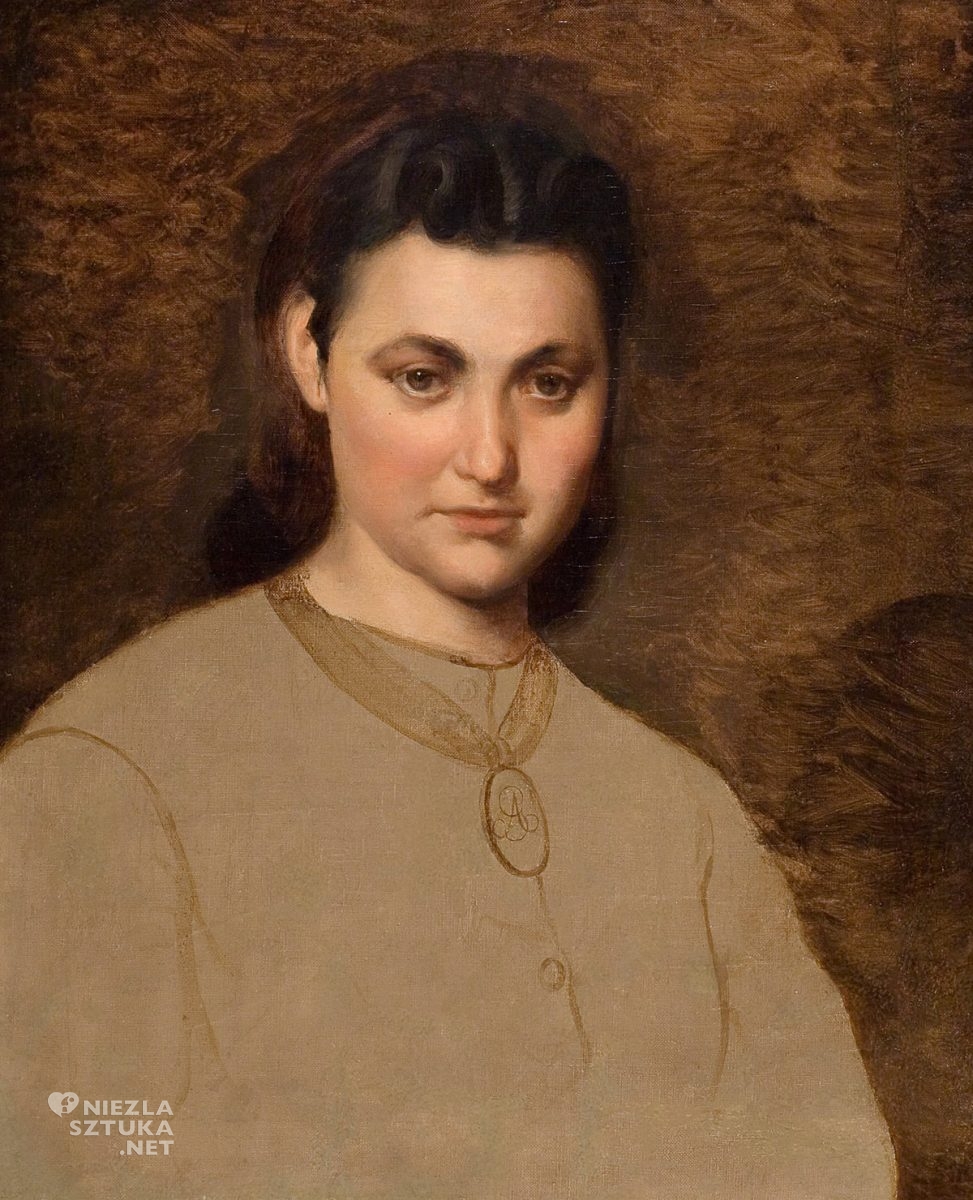 Artur Grottger, Portret dziewczyny z medalionem, sztuka polska, Niezła Sztuka