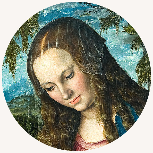 Lucas Cranach, Madonna pod jodłami, XVI wiek, sztuka niemieckie, malarstwo religijne, renesans, Niezła Sztuka