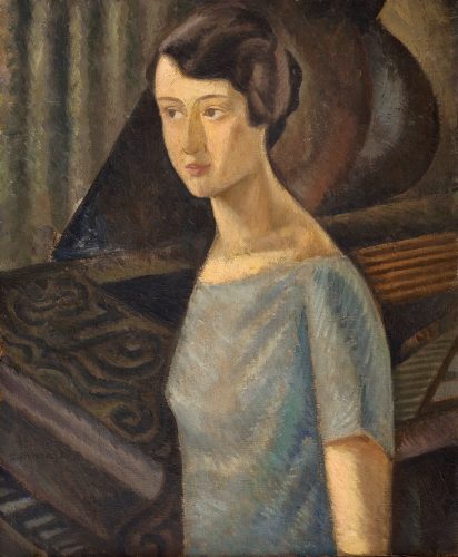 Zbigniew Pronaszko, Portret żony przy fortepianie, malarstwo polskie, malarstwo XX w., portret, awangarda, Niezła Sztuka