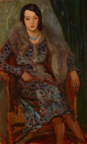 Zbigniew Pronaszko, Portret żony w lisie, malarstwo polskie, malarstwo XX w., portret, awangarda, Niezła Sztuka