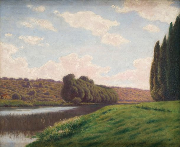 Aleksander Gierymski, Krajobraz włoski z cyprysami, sztuka polska, malarstwo polskie, Włochy, niezła sztuka