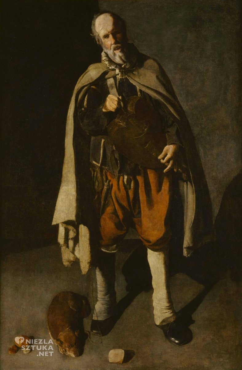 Georges de La Tour, Mężczyzna grający na lirze z psem, sztuka francuska, barok, Niezła Sztuka