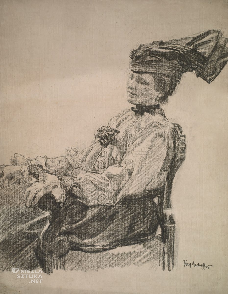 Józef Mehoffer, Portret żony artysty, sztuka polska, Jadwiga Mehoffer, Niezła Sztuka