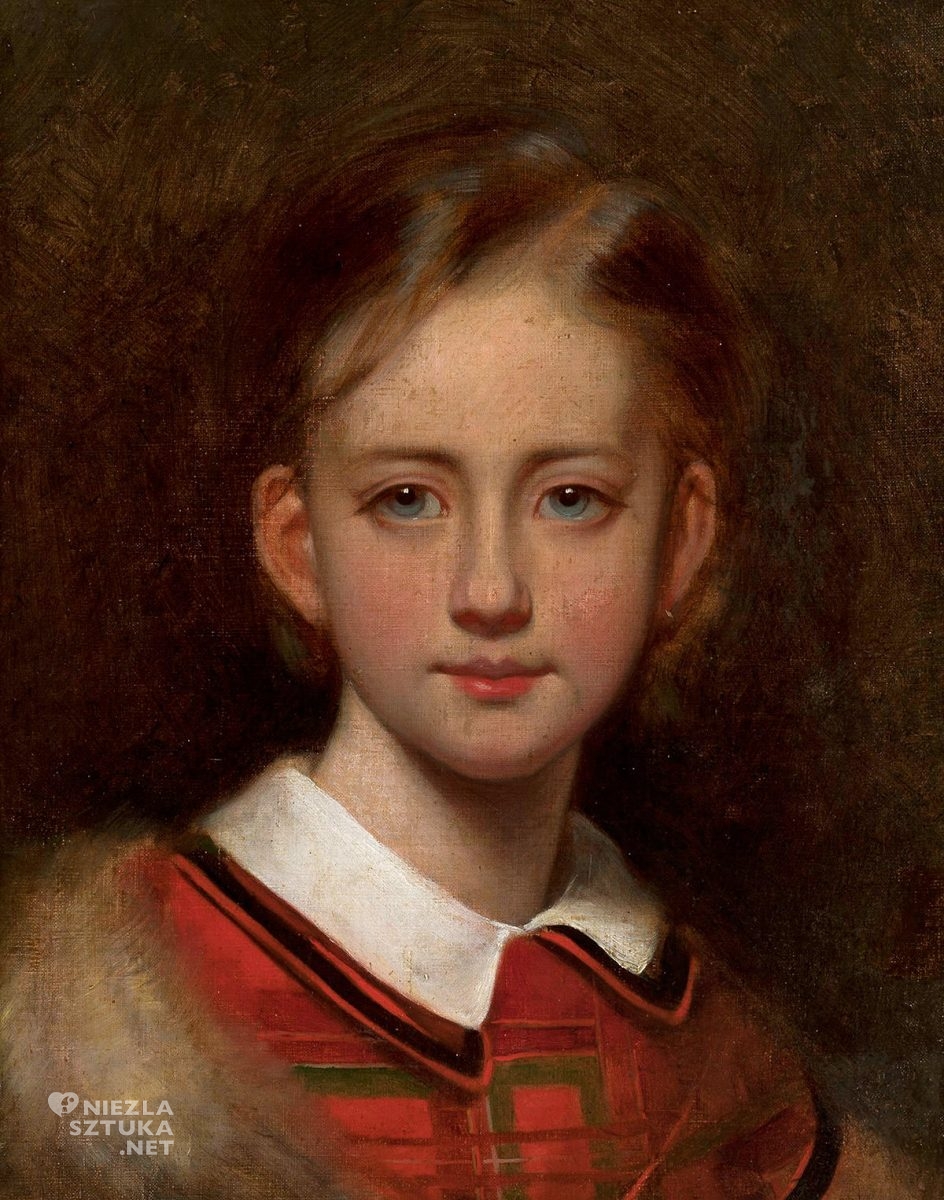Artur Grottger, Portret dziewczynki, sztuka polska, malarstwo polskie, XIX wiek, Niezła Sztuka
