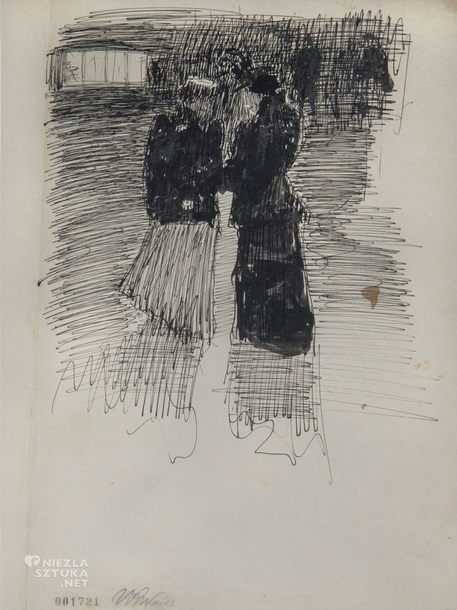 Wojciech Weiss, Paryż, scena uliczna, szkic, sztuka polska, Niezła Sztuka