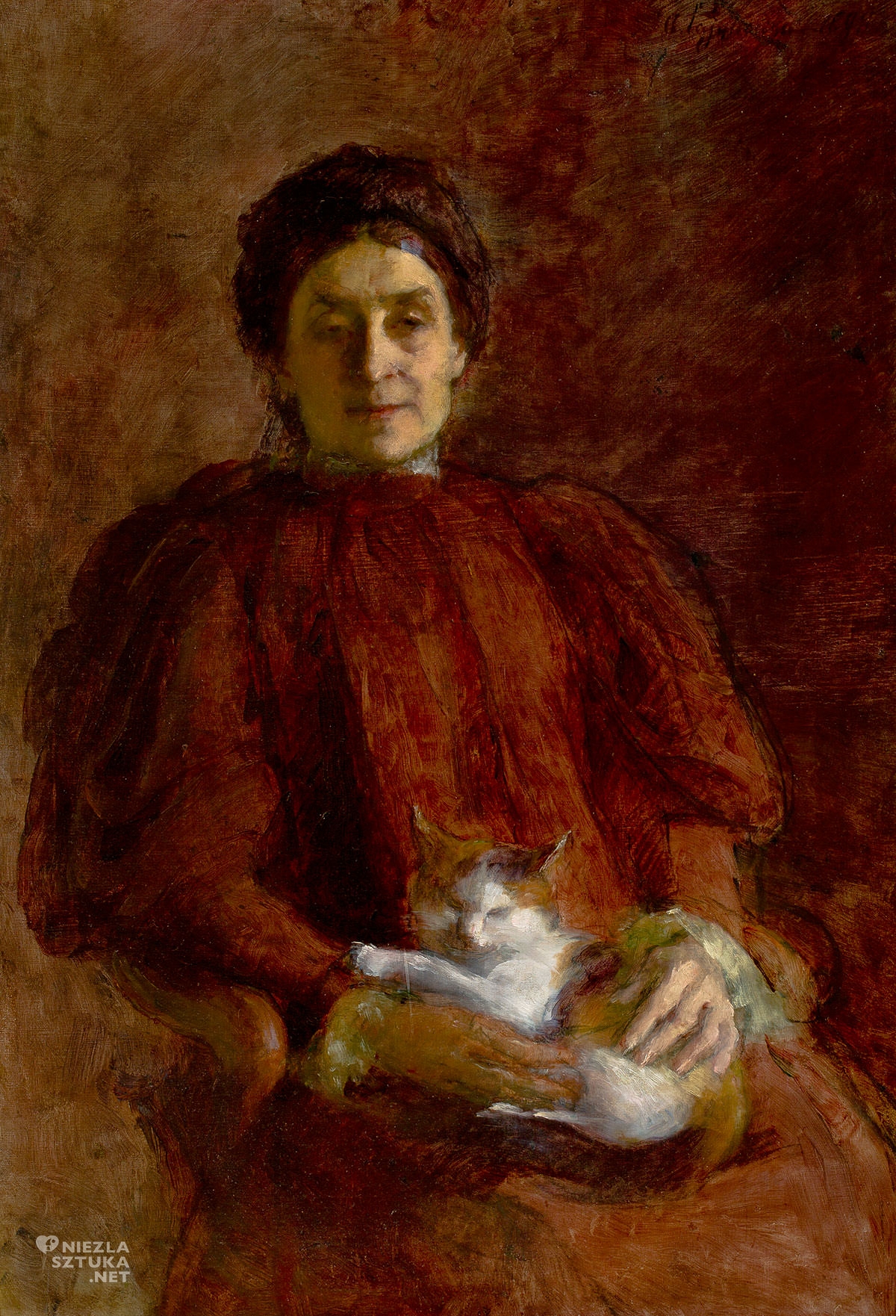 Aniela Pająkówna, Kobieta z kotem, malarstwo polskie, sztuka polska, kobiety w sztuce, Montparnasse, Niezła Sztuka