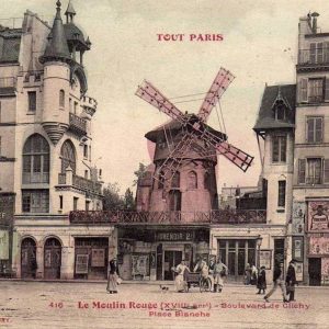 Moulin-Rouge, Place Blanche, Montmartre, Paryż, niezła sztuka