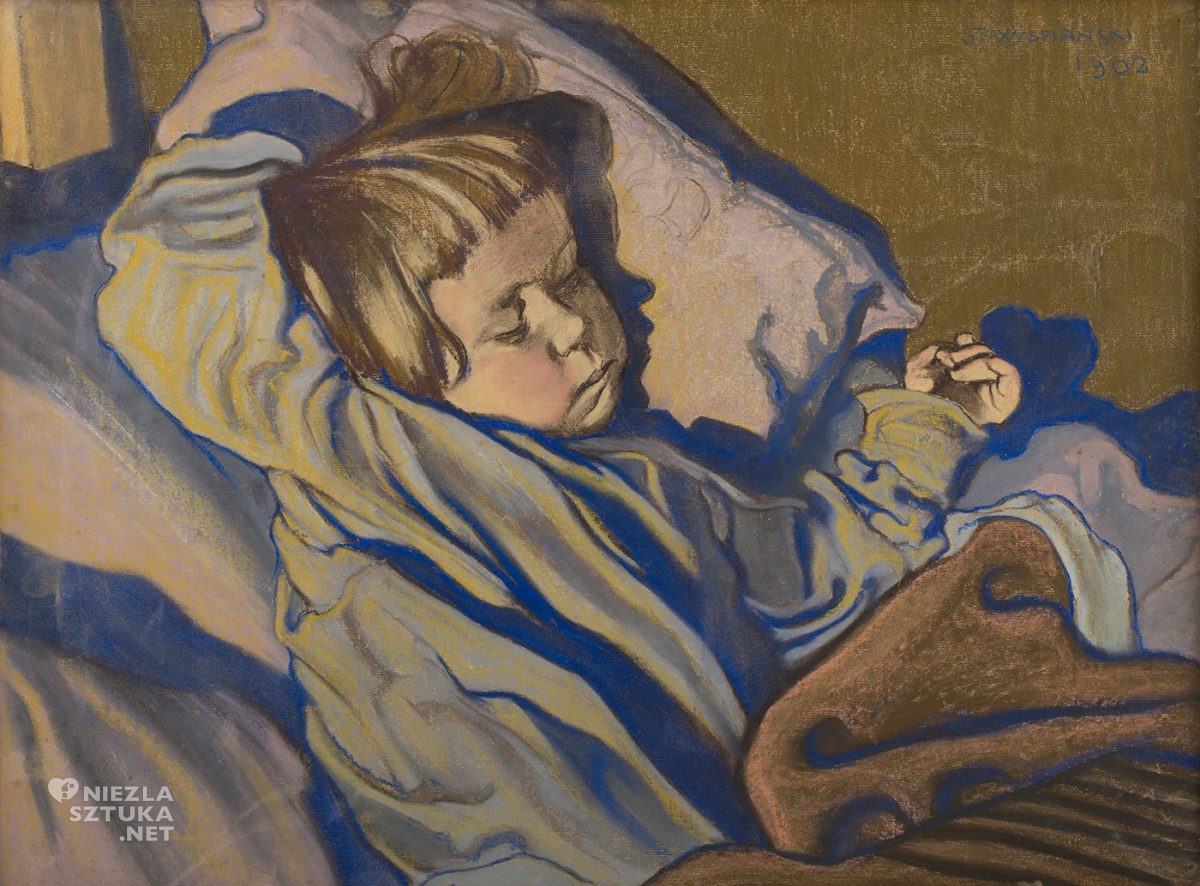 Stanisław Wyspiański, Śpiący Mietek, dziecko w sztuce, portret dziecka, sztuka polska, niezła sztuka