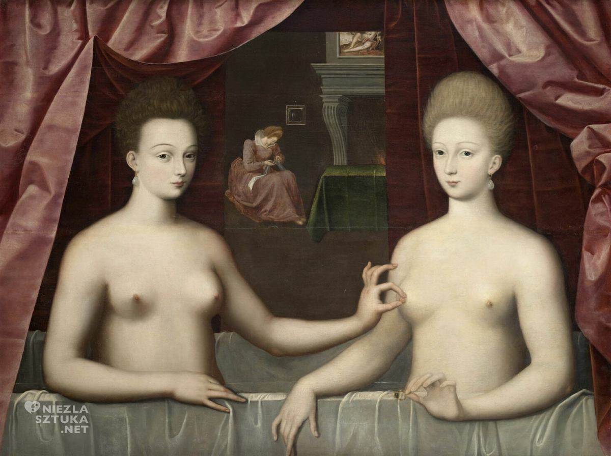 Gabrielle d'Estrees i jedna z jej sióstr, manieryzm, Szkoła z Fontainebleau, sztuka francuska, Niezła Sztuka
