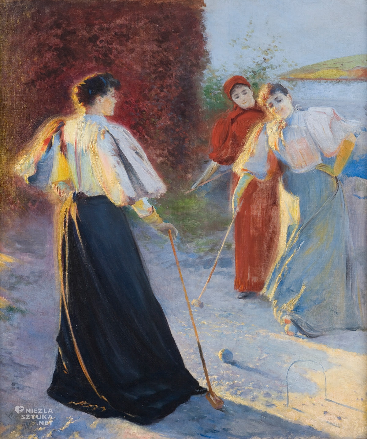 Leon Wyczółkowski, krokiet, gra w krokieta, luminizm, Kraków, kobiety w sztuce, sport w sztuce, niezła sztuka