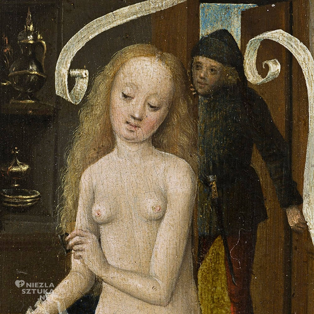 Mistrz Dolnoreński, Czary miłosne, detal, średniowiecze, Niezła Sztuka