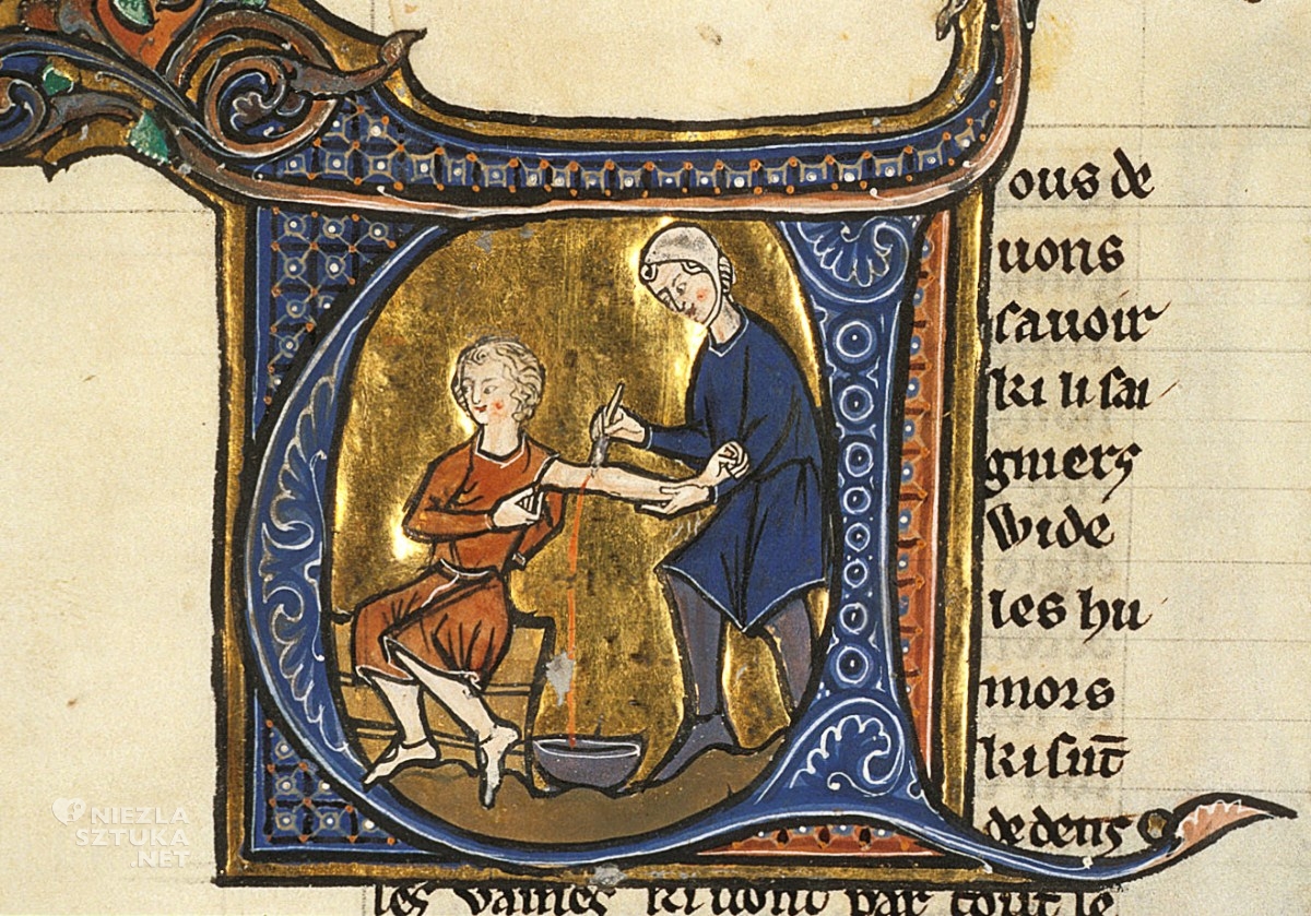 Upuszczanie krwi, sztuka średniowieczna, manuskrypt, medycyna, Niezła Sztuka