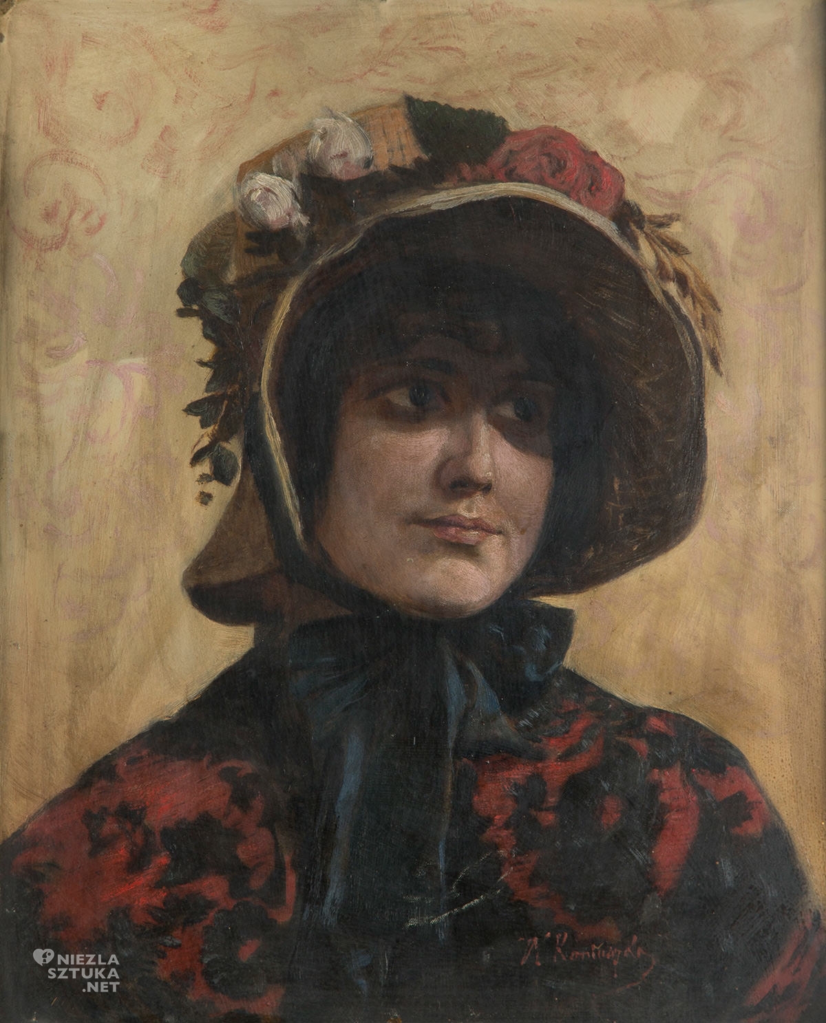 Wacław Koniuszko, Portret kobiety w czepku, sztuka polska, malarstwo polskie, Niezła Sztuka